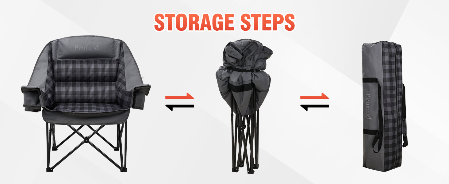 Folds the extra wide padded folding chair to compact size in seconds