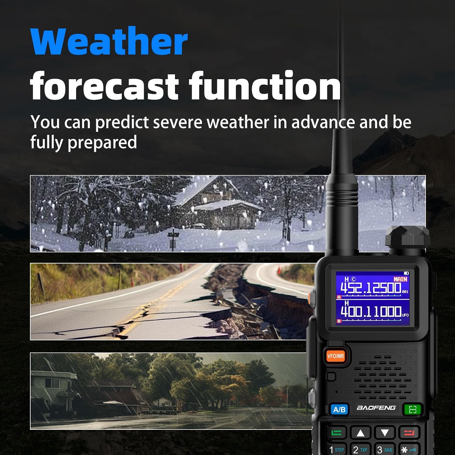 Baofeng Radio UV-5RM Ham Radio Handheld UV5R Walkie Talkies Long Range | with NOAA Weather | Rechargeable |Programming Cable & Earpiece | 999