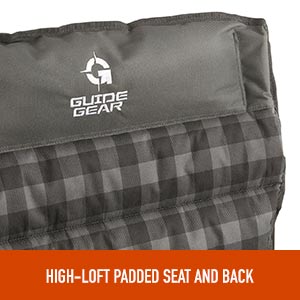 Guide Gear Oversized XL Comfort Padded Mammoth Camping Chair, Gray Plaid High Loft Padded