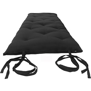 Black, Japanese Floor Rolling Futon Mattresses, Shikifuton, Cotton/Foam Mats, Sleepover Beds