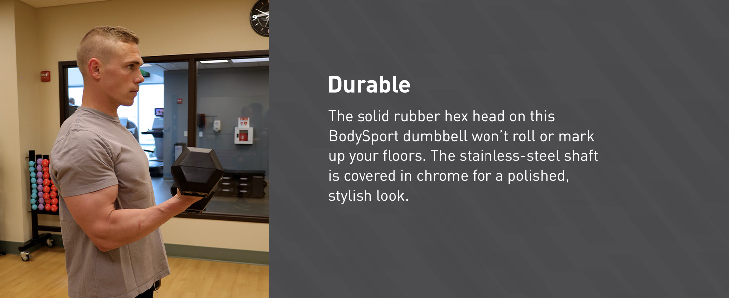 BodySport Rubber Encased Hex Dumbbells (Premium)