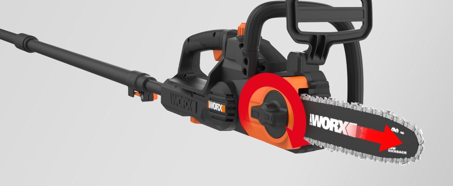 pole saw, cordless pole saw, battery powered pole saw, 10 inch pole saw, tree pruner