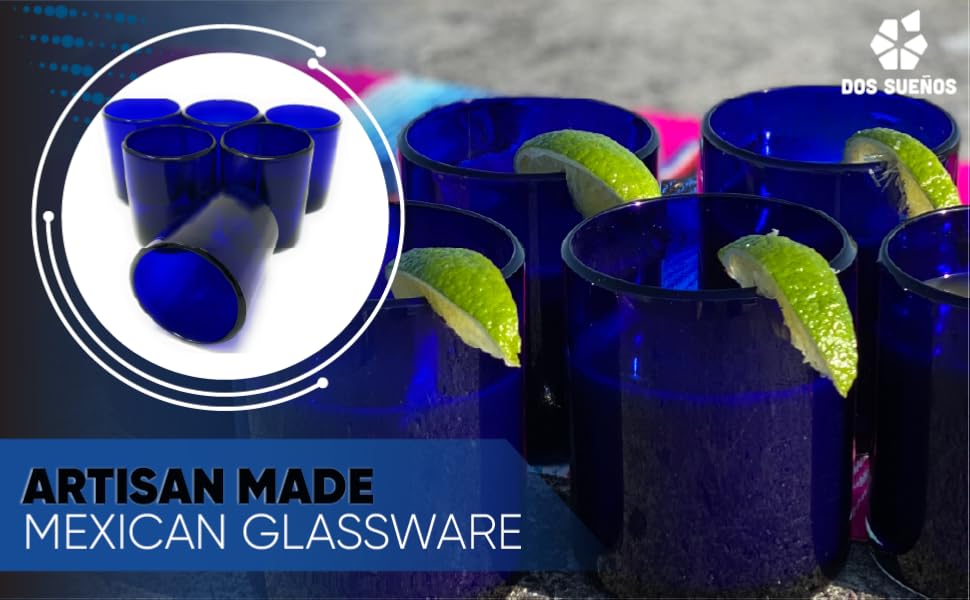 pure cobalt mexican glassware tumbler drinking glass