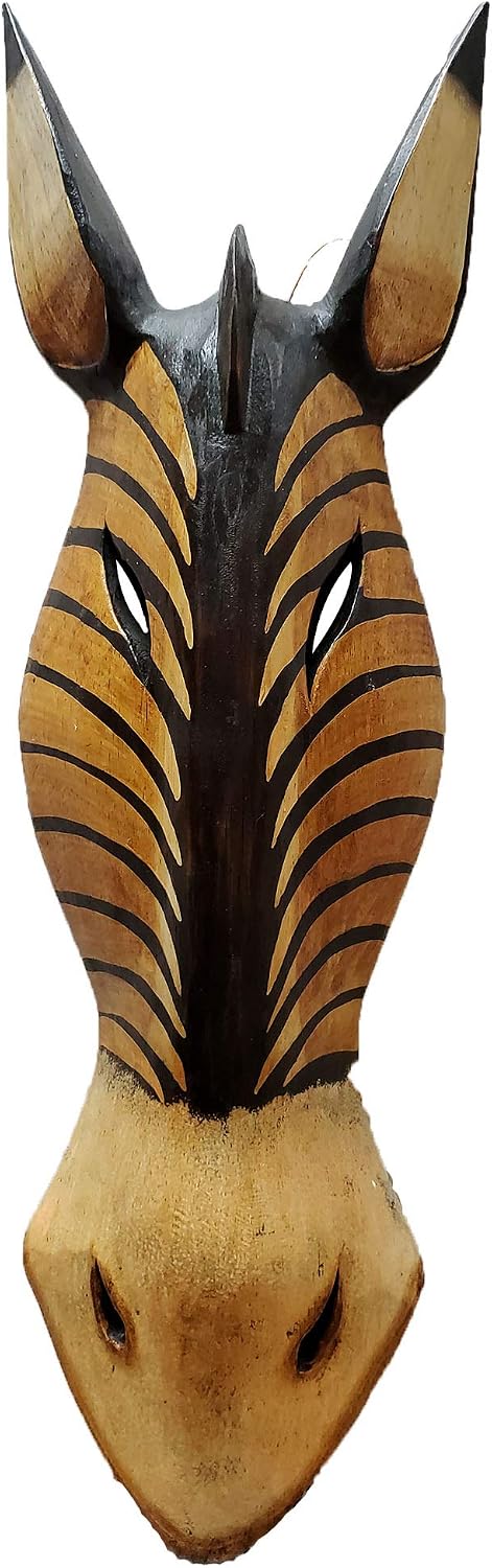 Stoneage Arts Giraffe Zebra Face Mask Wall Hanging Décor Hand Painted Patterns African Safari Decorative Accent A Contemporary Variation An Awesome