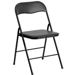 folding chair, vinyl folding chair, black metal folding chair