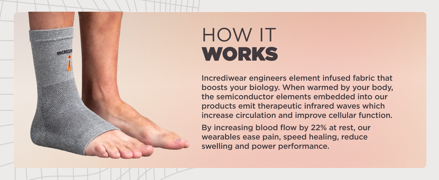 Ankle sleeve infrared fabric boosts blood circulation and cellular function