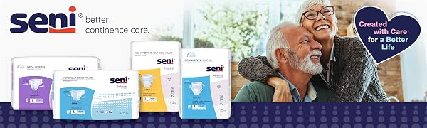 Images of seni products for moderate to heavy incontinence