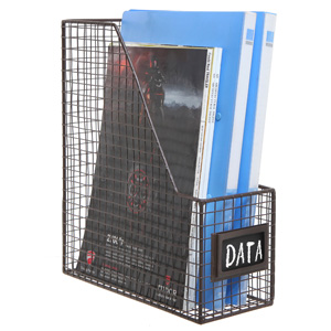 Metal Wire Document Magazine Storage Baskets with Chalkboard Label Holders, Set of 2