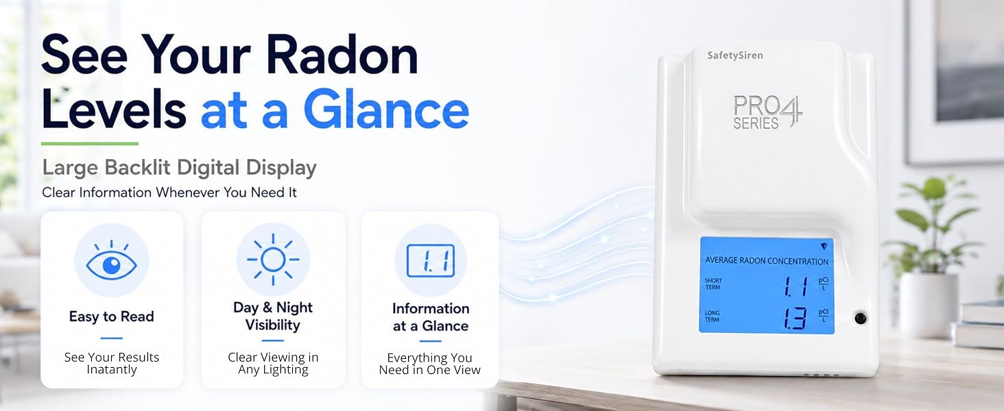 SafetySiren Pro4 Series (4th Gen) Home Radon Detector