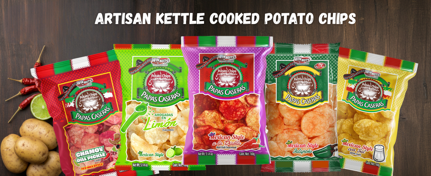 pumpkin seeds pork rinds winnuts peantus cacahuate limón habanero chips mexico potato lemon kettle