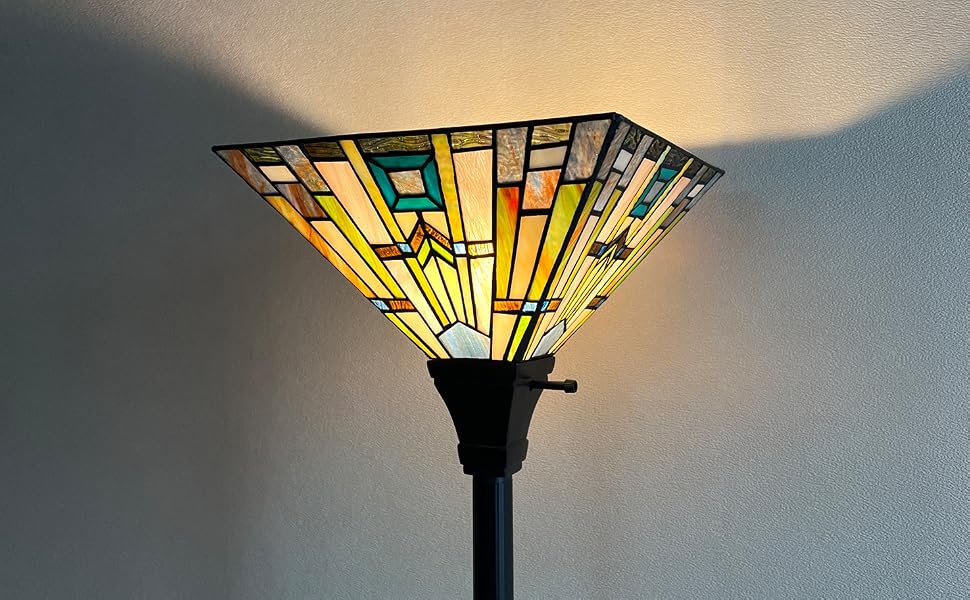 tiffany lamp torchiere lamp light stained glass