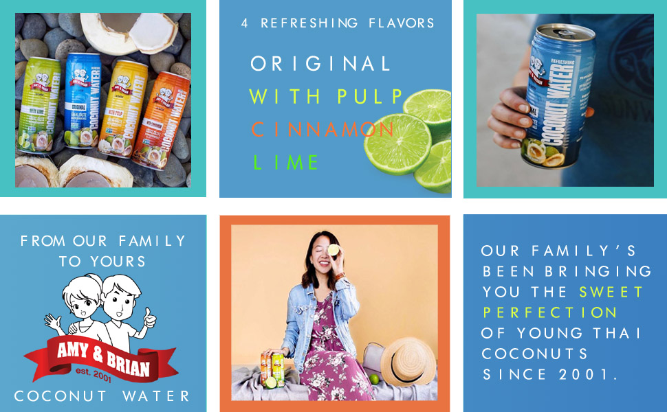 Amy &amp; Brian Best Tasting Coconut Water Original Pulp Cinnamon Lime
