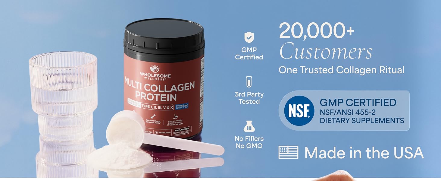 Multi Collagen Protein – GMP, NSF Certified, Made in USA.