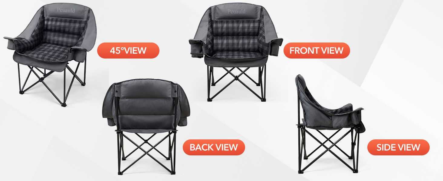 4 view of Pcuauld oversized heavy duty padded camping chair