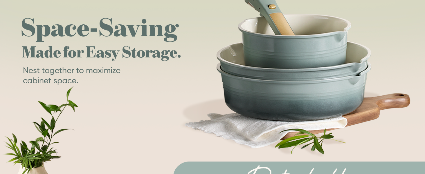 Pots and Pans Set with Detachable Handle,