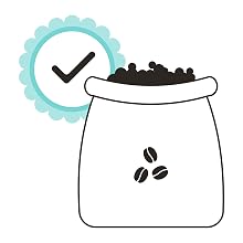 Illustration of a coffee bag with a medal next to it.