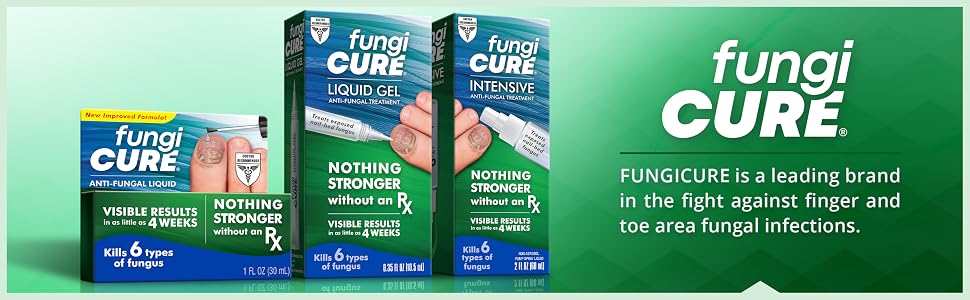 image of fungicure brand products: Liquid, Liquid Gel, and Intensive
