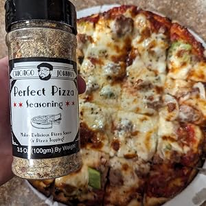Seasoning for frozen pizzas, takeout, delivery, and homemade