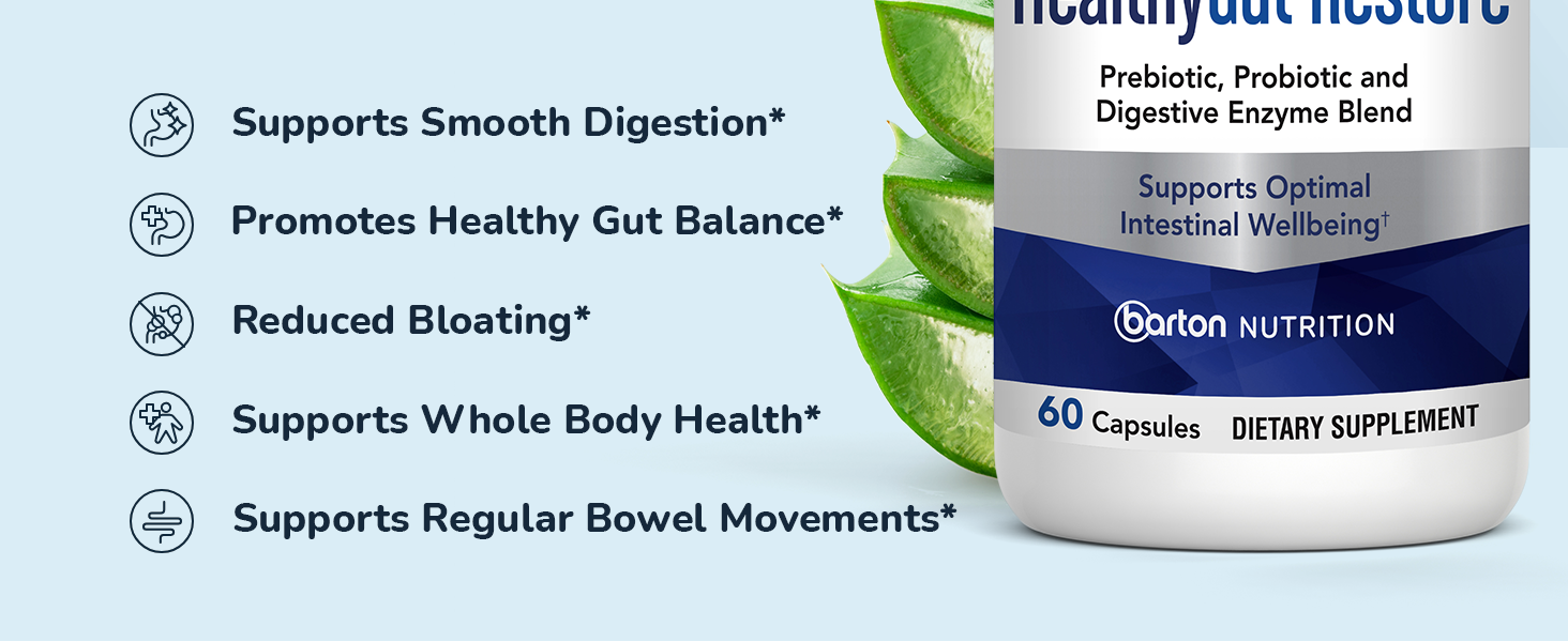Healthy Gut Restore - Gut Health Supplements, Prebiotic and Probiotics for Digestive Enzyme Blend