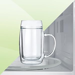 Glass mug in microwave