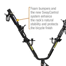 Foam bumpers and the SwayControl system enhance the rack’s natural stability and protects the bike