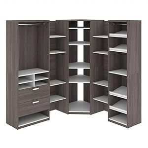 Closet organizers in bark grey and white