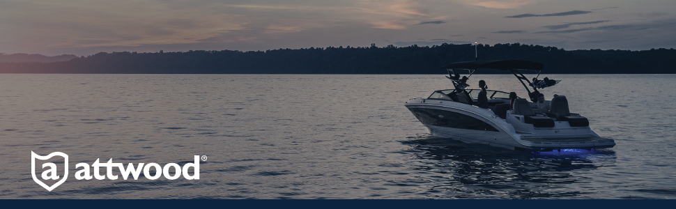 Attwood Banner, boat on water, marine electronics