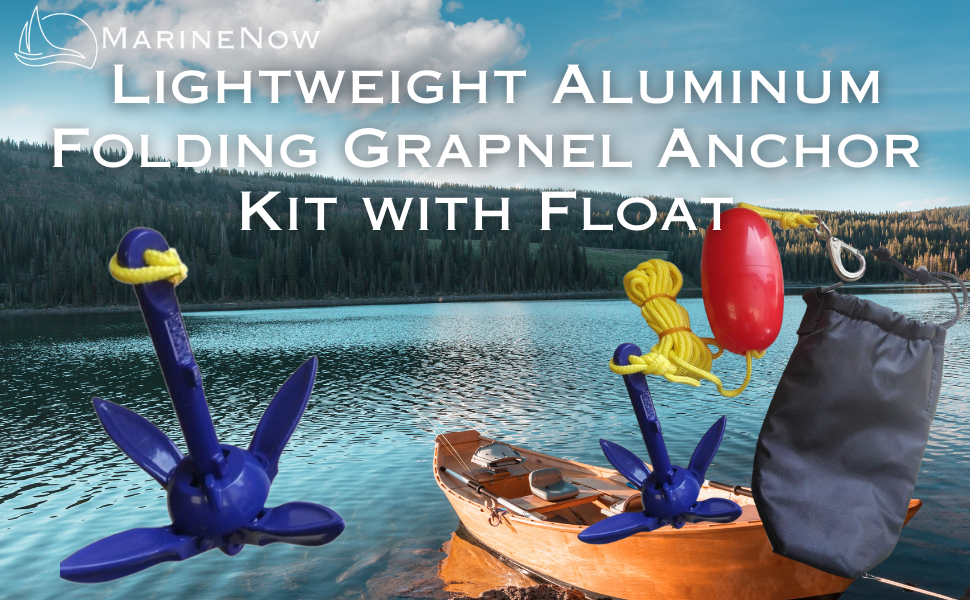 Lightweight Aluminum Folding Grapnel Anchor Kit with Float