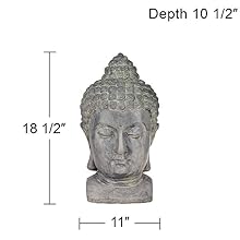 Meditating Buddha Head 18 1/2&amp;#34; High Outdoor Statue