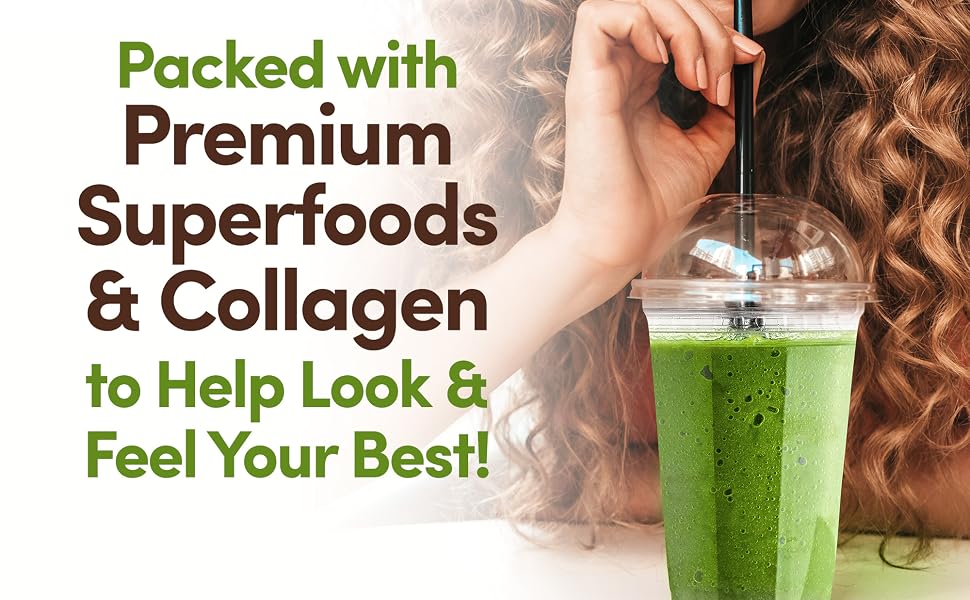 collagen powder with greens and super foods for healthy health