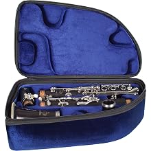clarinet section of triple case, blue interior