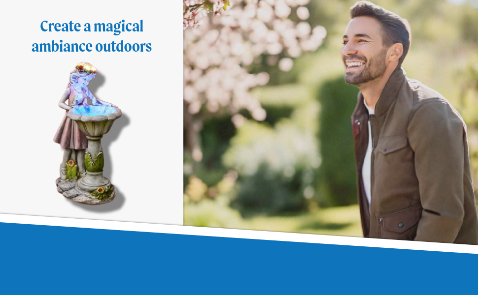 Solar Lighted Girl and Bird Bath Sculpture - Outdoor Garden Accent - Image 3