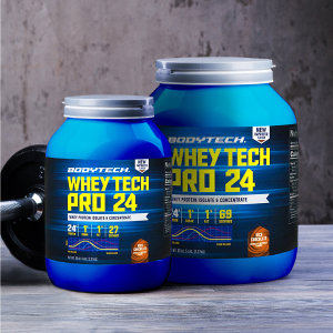 BodyTech Whey Tech Pro 24 Protein Powder with BCAA's to Fuel Muscle Growth Recovery After Workouts