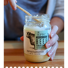 EPIC beef and bison tallow cooking fat jars
