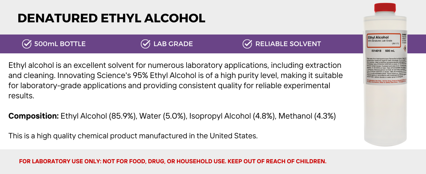 aldon innovating science IS14018 ethyl alcohol lab grade testing school laboratory glucose