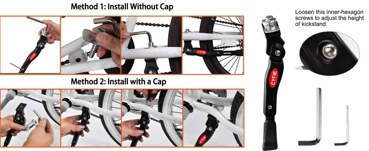 Cyfie 18 kickstand kickstand for 20 inch bike kick stand kick stand for 16in bike cycle stand kids