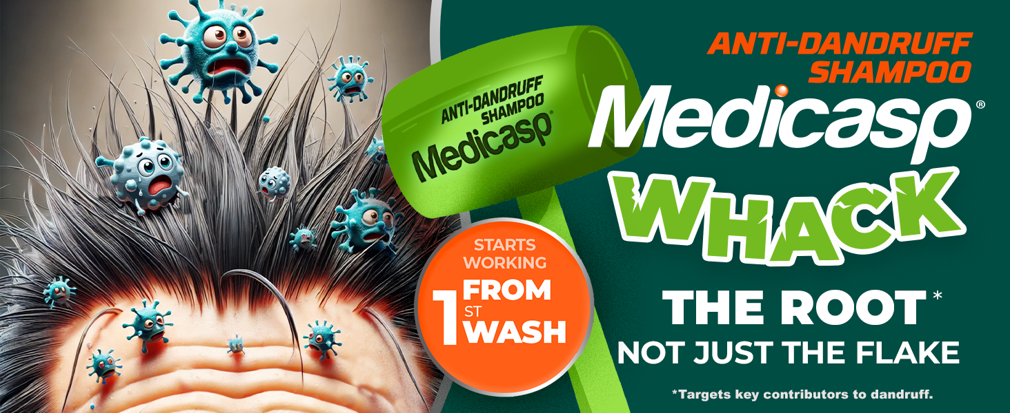 Medicasp Anti-dandruff shampoo whacks the root not just the flake, starts working from 1st wash