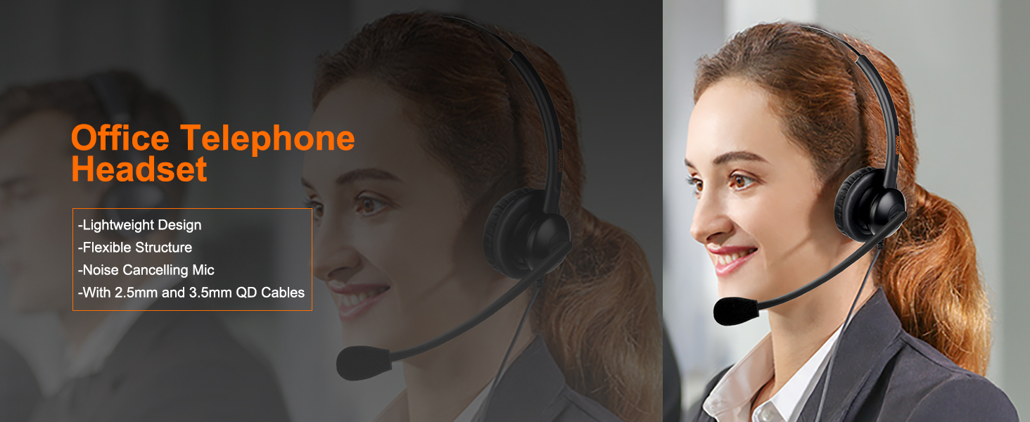 2.5mm headset, telephone headset, polycom headset, panasonic headset, headset with 2.5mm jack