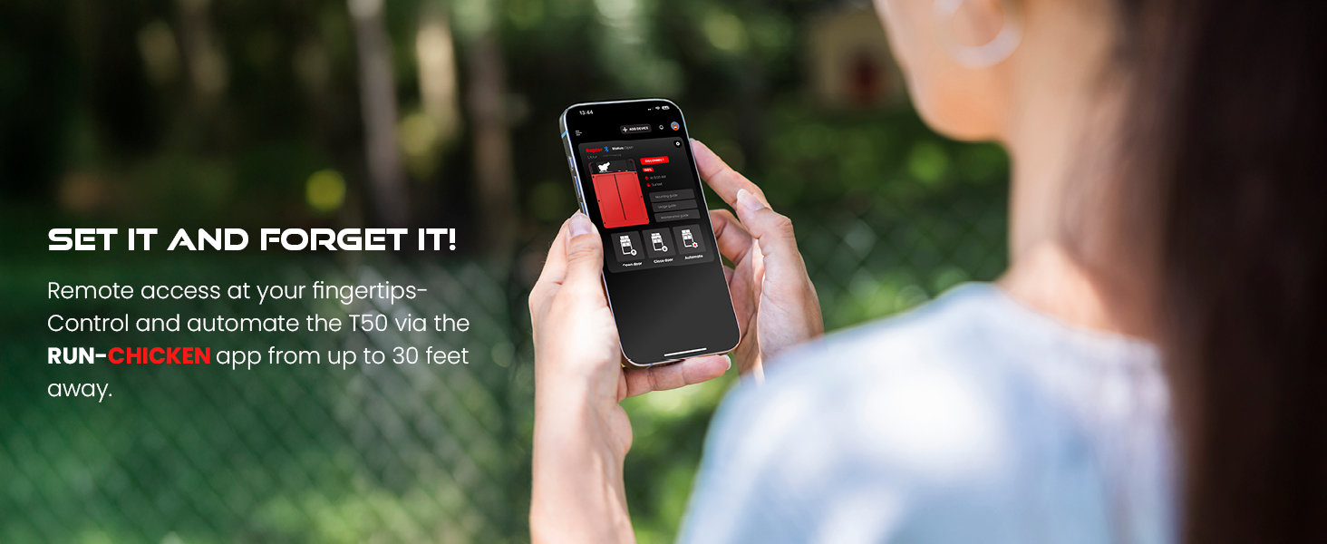 Smart control using the Run-Chicken app.