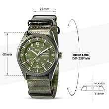 Military Watches for Men Analog Wrist Watch Tactical Waterproof Outdoor Work Date Day Army Green