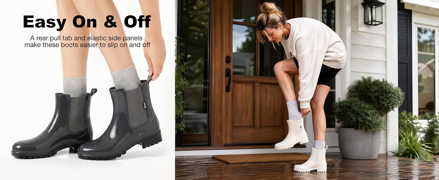 Easy On &amp;amp;Off A rear pull tab and elastic side panels make these boots easier to slip on and off