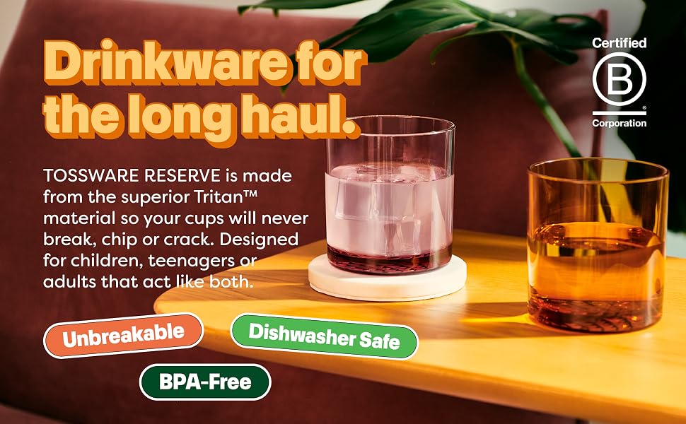 12 oz Old Fashioned, Blush, Amber, Unbreakable, BPA-Free, Dishwasher Safe, B Corp