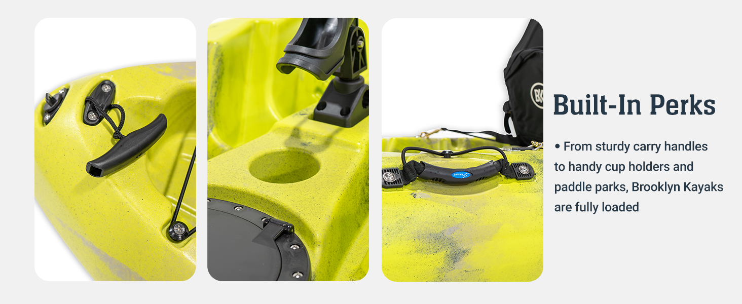 Built-in Perks like carry handles, cup holders and paddle parks