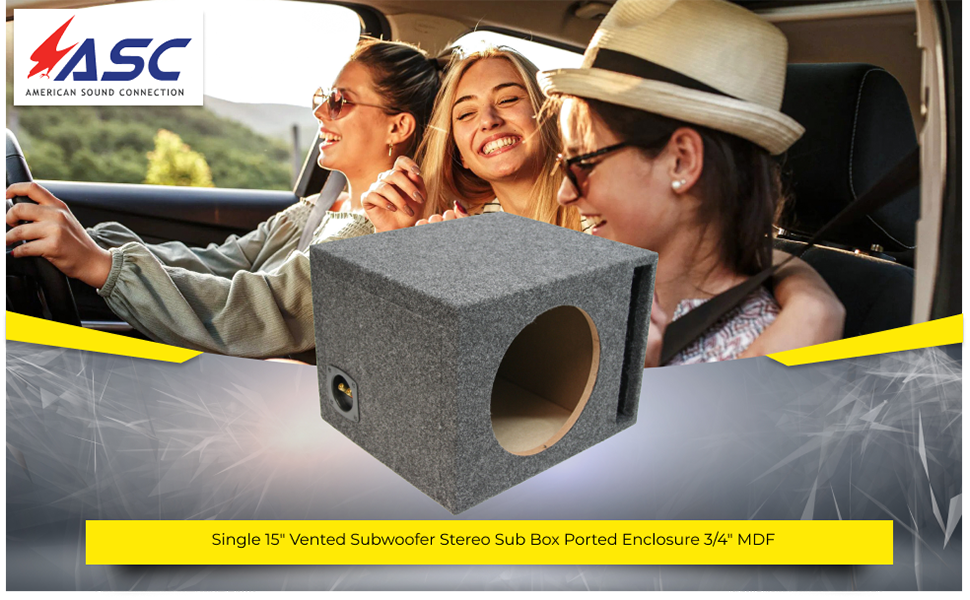 Image 1 Single 15″ Vented Subwoofer Stereo Sub Box Ported Enclosure 3/4″ MDF