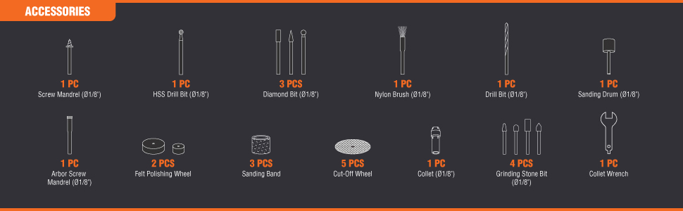 WEN 23072 Rotary Tool Kit