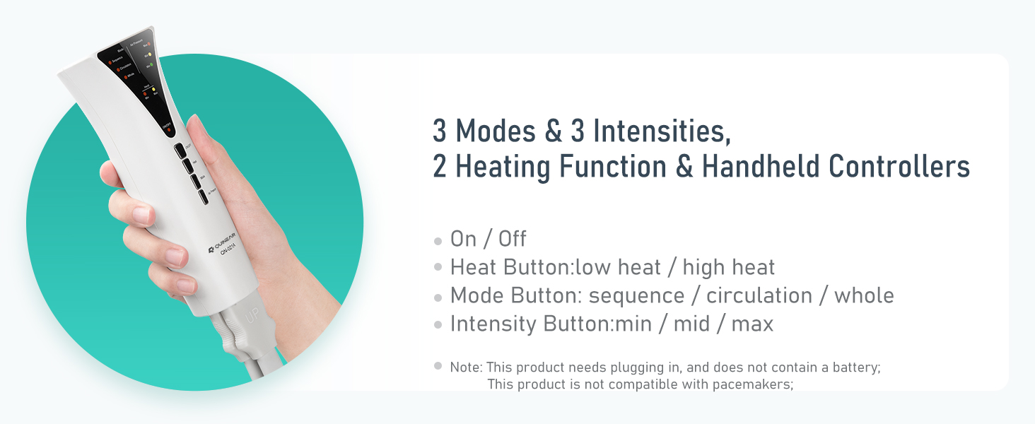 Leg massage machine portable handheld controller with one-button operation for multiple functions