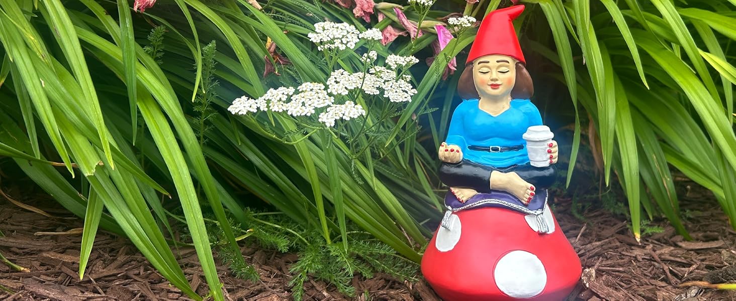 Gnometastic gnomes lady Zen Gnome, 9 inch tall garden gnome stature for yard