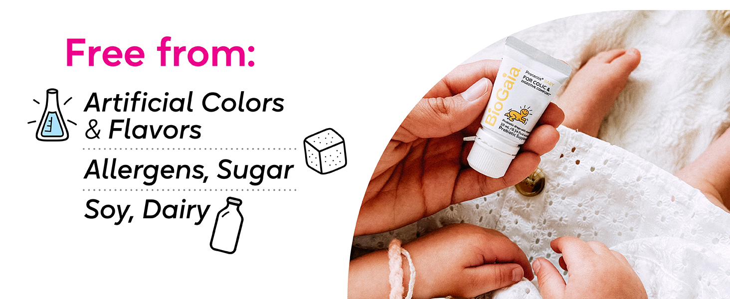 Free from artificial colors, flavors, allergens, sugar, soy, dairy
