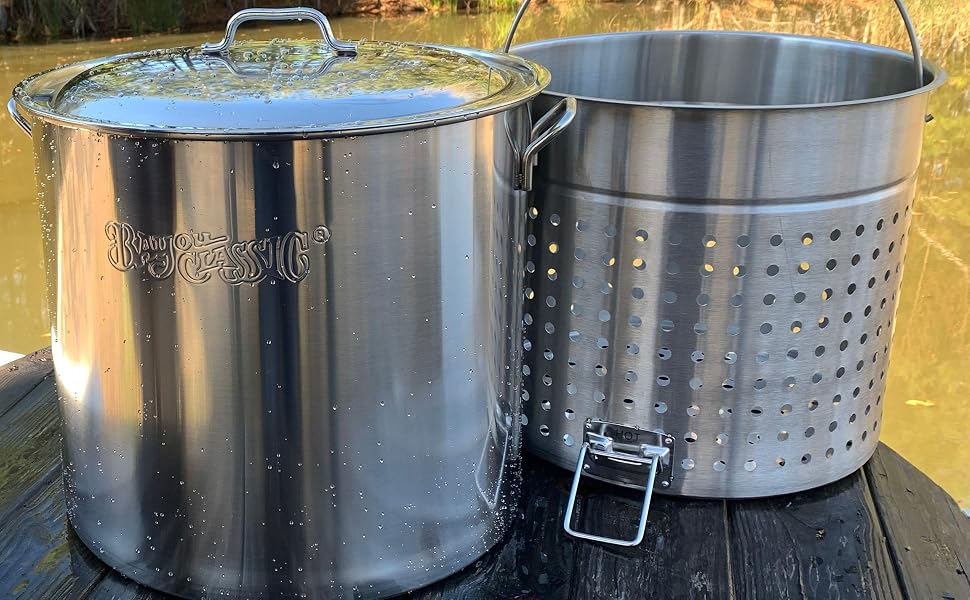 Bayou Classic 82-qt Stainless Steel Stockpot with Perforated Basket