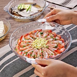 Kingrol 3 Pack Glass Pie Plates, 9 Inch Pie Baking Dishes with Handles